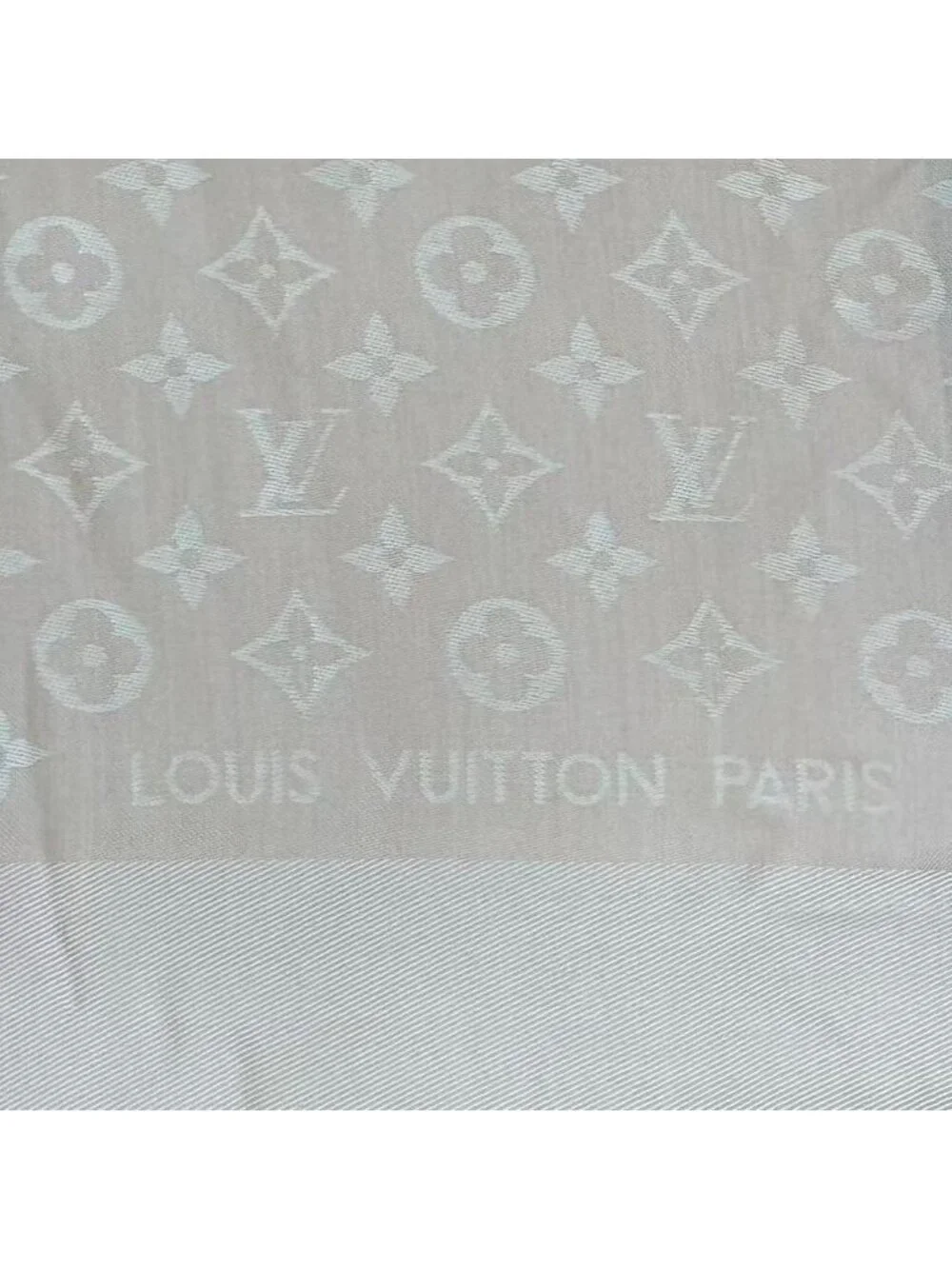 Louis Vuitton Silk Wool Scarf Monogram Beige